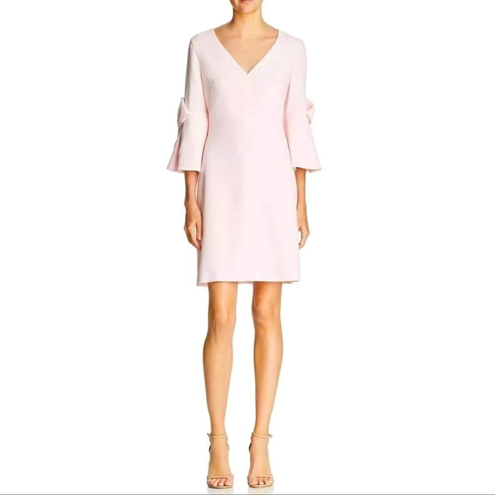NWT Eliza J blush pink sheath dress with bow bell sleeves 12